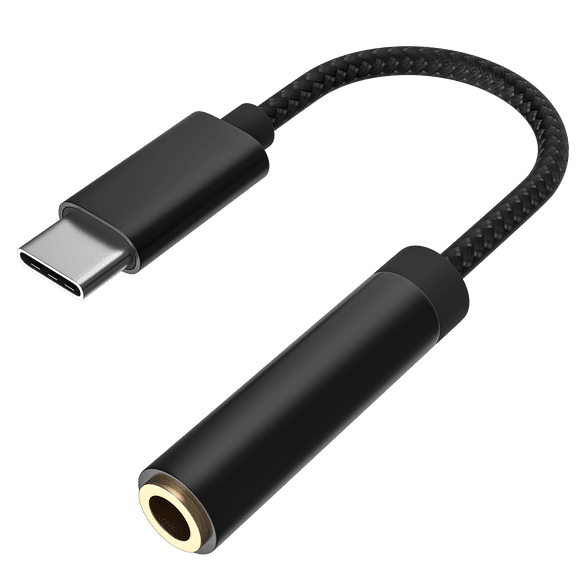 USB C to 3.5mm Headphone Jack Dongle Adapter, Type C to Audio Converter Nylon Cable Compatible with Samsung Galaxy S20 Ultra Note 10 S10 S9 Plus iPad Pro 2018 2019 Pixel 4 3 2 XL,Black