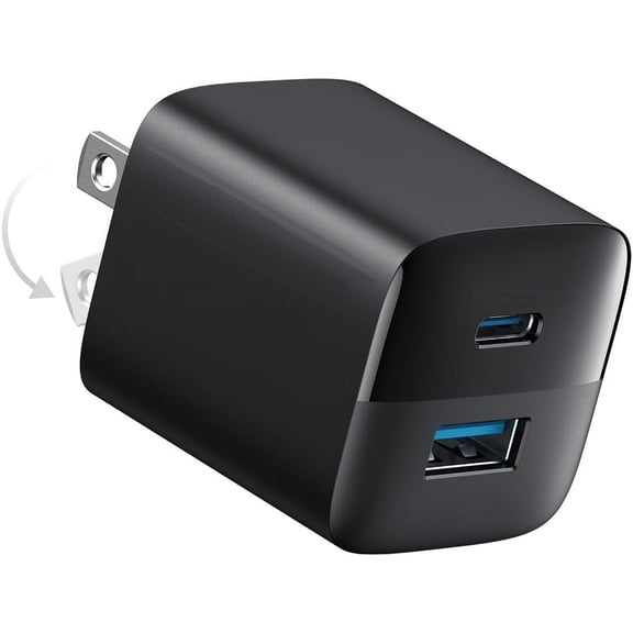 Jaspertronics USB C 33W Charger, 2 Port Compact Charger with Foldable Plug for iPhone 15/14/13, Pixel, Galaxy, iPad and More! - 1 Unit per pack