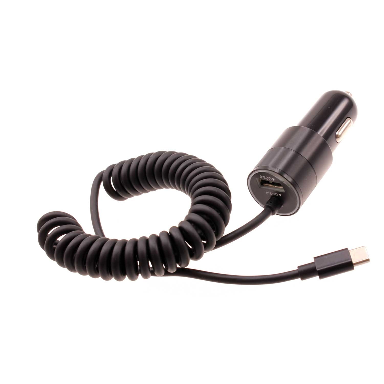USB-C 36W Fast Car Charger for Nokia C110/C210/C100 - Power Adapter Coiled Type-C Cable Extra USB Port DC Socket Quick Charge