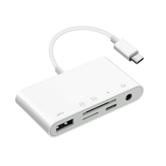 USB-C 5 in 1 Hub Adapter Converter Multi-Function Portable Card Reader, High-Speed Data Transfer