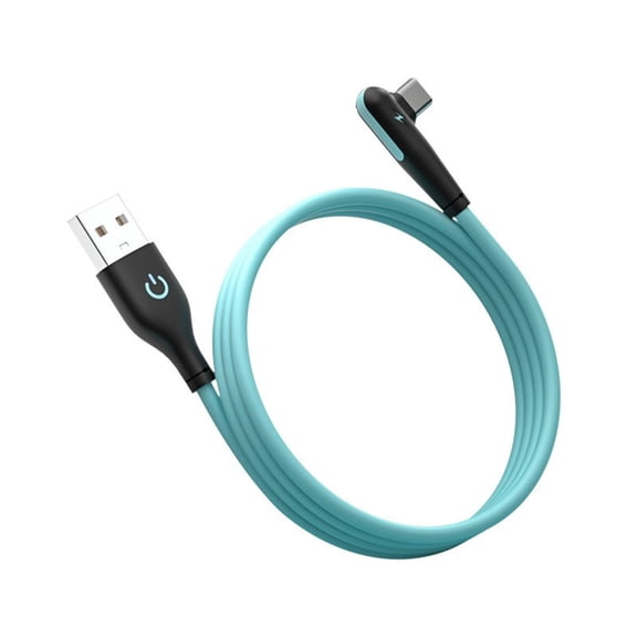 USB C 90 Right Angle Elbow Charger Liquid Silicone Flexible Fast Charging Cord for Power and Data Sync