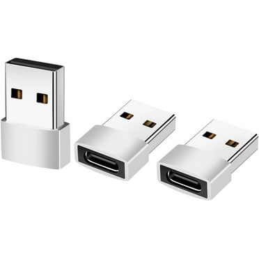 USB C to USB Adapter 3 Pack, USB C Female to USB A Male Adapter, USB Type C Female to USB OTG Connector Compatible with MacBook Pro, iPhone, Laptops, Power Banks, Galaxy, Silver