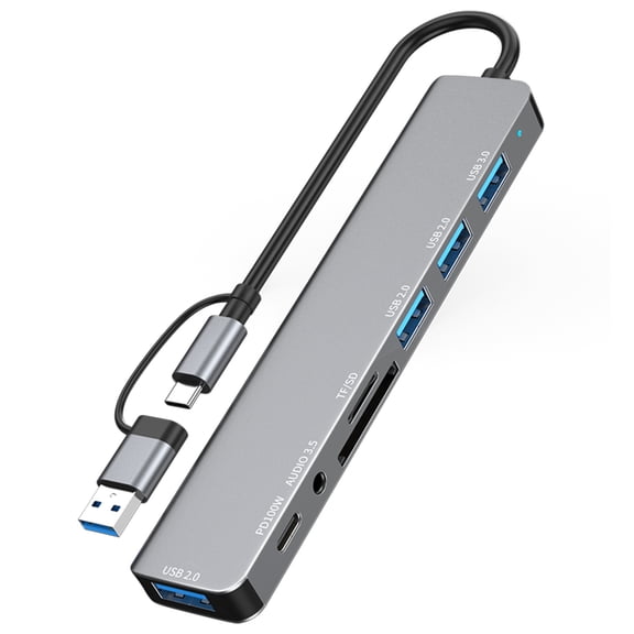 USB C Adapter 4/5/7/8 Port USB3.0 100W Docking Station Fast Charging Data Transfer for Mobile and Computer Devices