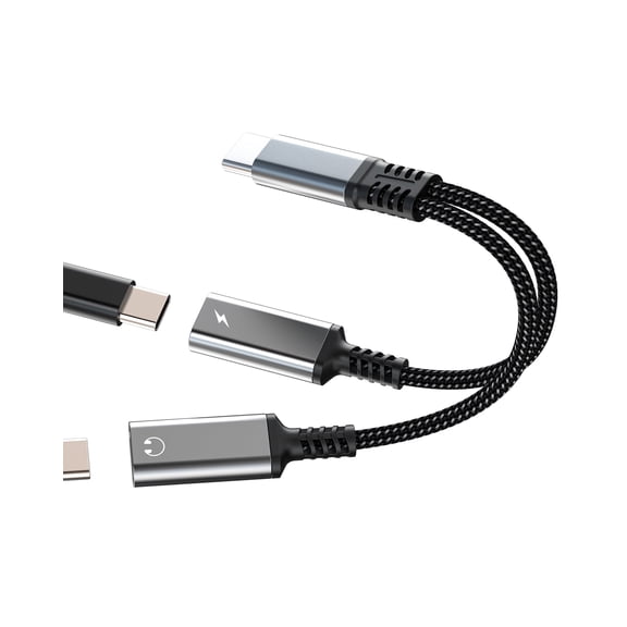Dual USB C Adapter Charging Cable DAC Type C Audio Charger Dongle for Apple iPhone15 Pro Max Plus for iPad Pro Compatible for Samsung Galaxy S22 FE Cord Aux Splitter Accessories Headphone Jack