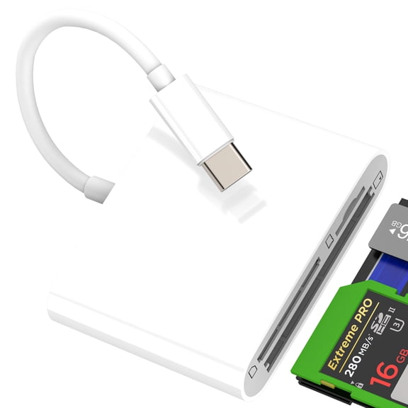 USB C to SD Micro SD CF Card Reader for Apple for iPhone 16 Pro Max MacBook Digital Camera TF Memory Adapter for iPad Flash Drive Stick Photo Data Transfer Slot Dongle Compatible for Samsung Android