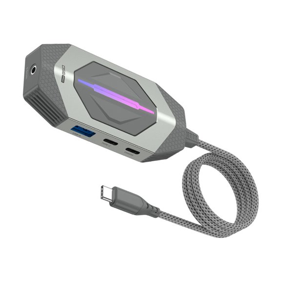 USB C Adapter Docking Station 3.5mm HDTV 3xUSB3.0 Data Transfer Adapter