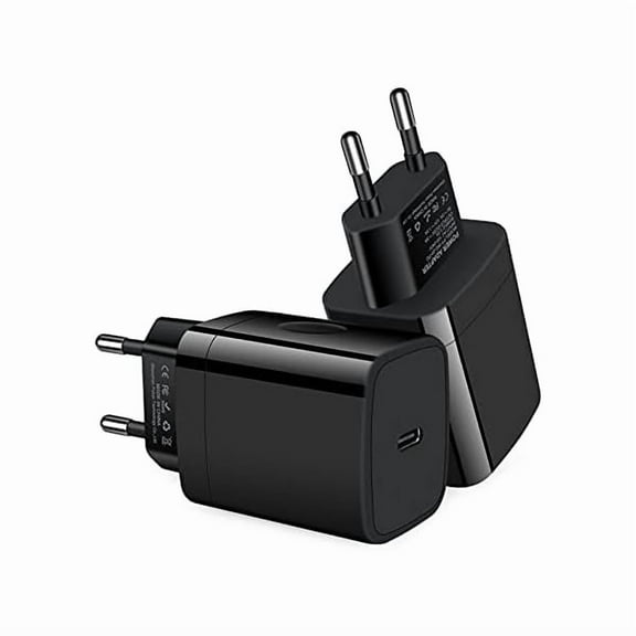 USB C Adapter, European Plug Adapter, 2-Pack Fast 20W Europe Travel Plug Power Adapter Type C Wall Chargers for iPhone 16 15 14 13 12 11 Pro Max XR XS X 8,iPad,Samsung Galaxy S24 A15 5G,Google Pixel