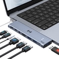 thumbnail image 1 of USB C Adapter HDMI Hub for MacBook Pro/Air M1 M2 M3 2024 2023 13"15"16",Mac USB Adapter 7-in-2, MacBook Accessories with HDMI,Thunderbolt 3, USB C and 3 A 3.0 Data Ports, 3.5mm Audio, 1 of 8
