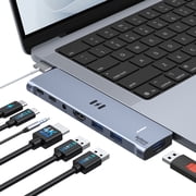 USB C Adapter HDMI Hub for MacBook Pro/Air M1 M2 M3 2024 2023 13"15"16",Mac USB Adapter 7-in-2, MacBook Accessories with HDMI,Thunderbolt 3, USB C and 3 A 3.0 Data Ports, 3.5mm Audio