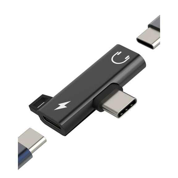USB C Jack Headphone Charger Splitter(2 in 1)for iPhone 16 15 Pro Max Dual Type C Cable Aux Audio Fast Charging Cord Adapter for Apple for iPad Android Compatible for Samsung S25 Car Headset Dongle