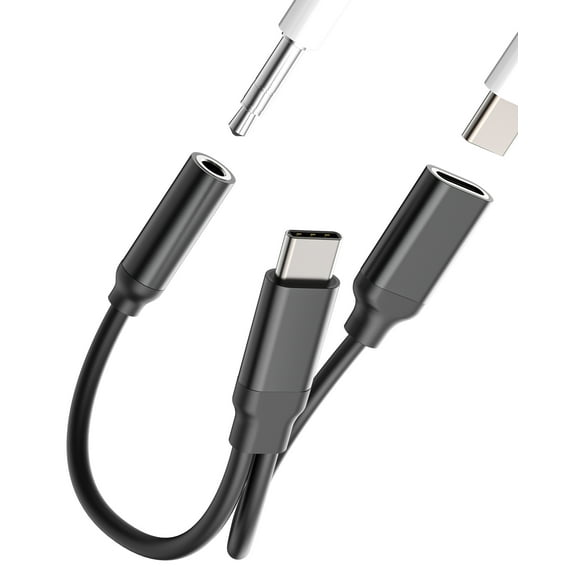 USB C to Aux Audio Charger Adapter(2in1)Type C Cable 3.5mm Headphone Jack Dongle for iPhone 16 15 Pro Max Compatible for Samsung Galaxy S25 Ultra Android Splitter for iPad for Apple Car Accessories