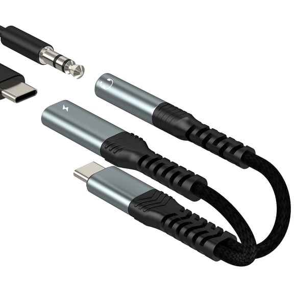 Type C to Aux Adapter USB C Headphone Jack Audio for Iphone 17 16 15 Pro Max 3.5mm Cable Charger Compatible with Samsung S25 S24 S23 Splitter Dongle Cord for Apple Wired Phone Android for Ipad