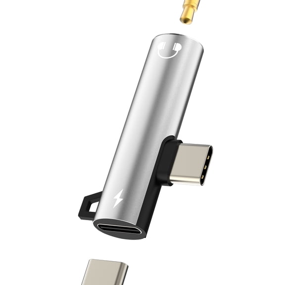 USB C to 3.5mm Headphone Aux Jack Adapter(2 in 1)for iPhone 16 15 Type C Audio Charger Cable Splitter Compatible for Samsung Galaxy S25 S24 for Apple for iPad Android Phone Tipo C Dual Female Dongle