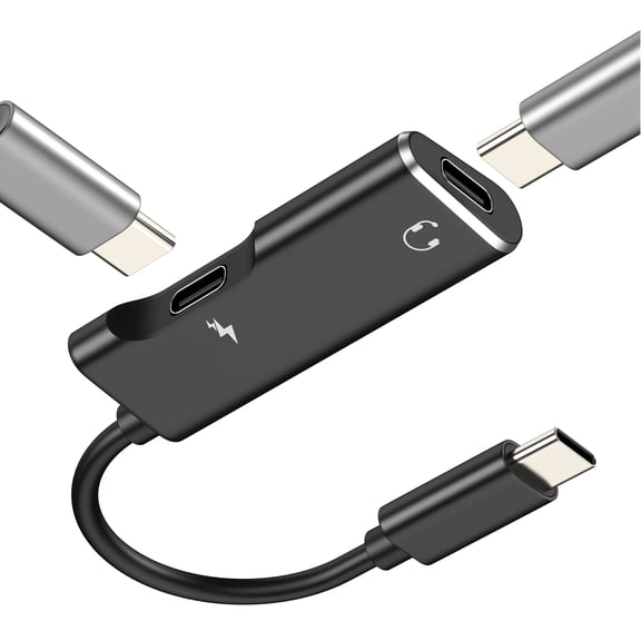 USB C Splitter Adapter Headphone Charger Type-C Cable for iPhone 17 16 15 Pro Max for iPad for Apple Compatible with Samsung Galaxy Aux Cord to Audio Jack Dual Charging Fast Port Car Wired DAC Dongle