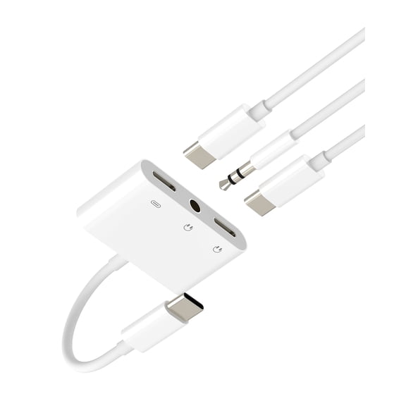 USB C to 3.5mm Audio Adapter Accessories Dual Type-C Headphone Jack AUX Charger Splitter DAC Dongle Cord Compatible for Samsung Galaxy S23 S22 LG for Apple IPhone15 Pro Max Plus for iPad Pro Air