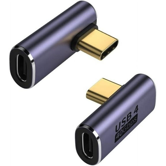 USB C Angle Adapter 40Gbps [2 Pack] 90 Degree USB C Type C Angled USB-C Male to Female Adapter, 8k at 60hz USB 3.1 Right Angle Extension for Laptop, Tablet, VR, Camera, Smartphone (Up/Down) Compact