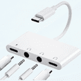 USB C Audio Headphone Adapter, 4 in 1 TypeC to Dual 3.5mm Headphone