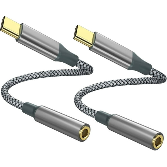 USB C to Aux Audio Dongle Cable Cord(Pack of 2), Type C to 3.5mm Female Headphone Jack Adapter for iPhone 16 Pro Max/16 Pro, 15 Pro Max/15 Pro/15 Plus, Galaxy S23/S22/S21 Ultra, Pixel, iPad Pro, Mac