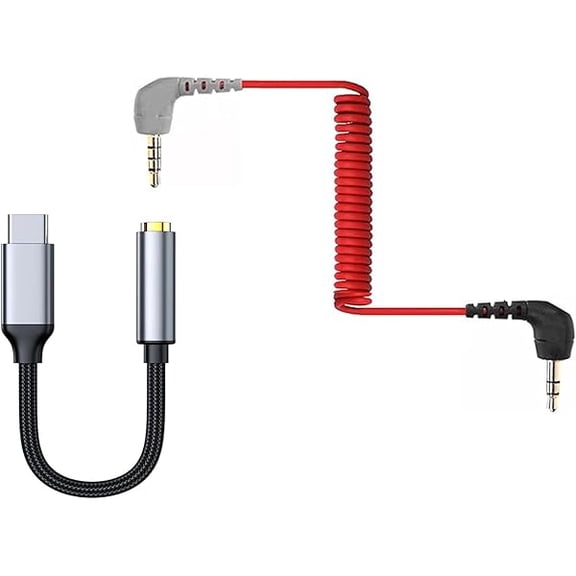 USB C to Aux & TRS to TRRS Microphone Patch Cable Mic Cord Set Compatible with iPhone15/16, YJJSKEJI, LG, Pixel, Moto, Mac, Laptop for Rode SC7, VideoMic, VideoMicro Go, BOYA & Other External Mic
