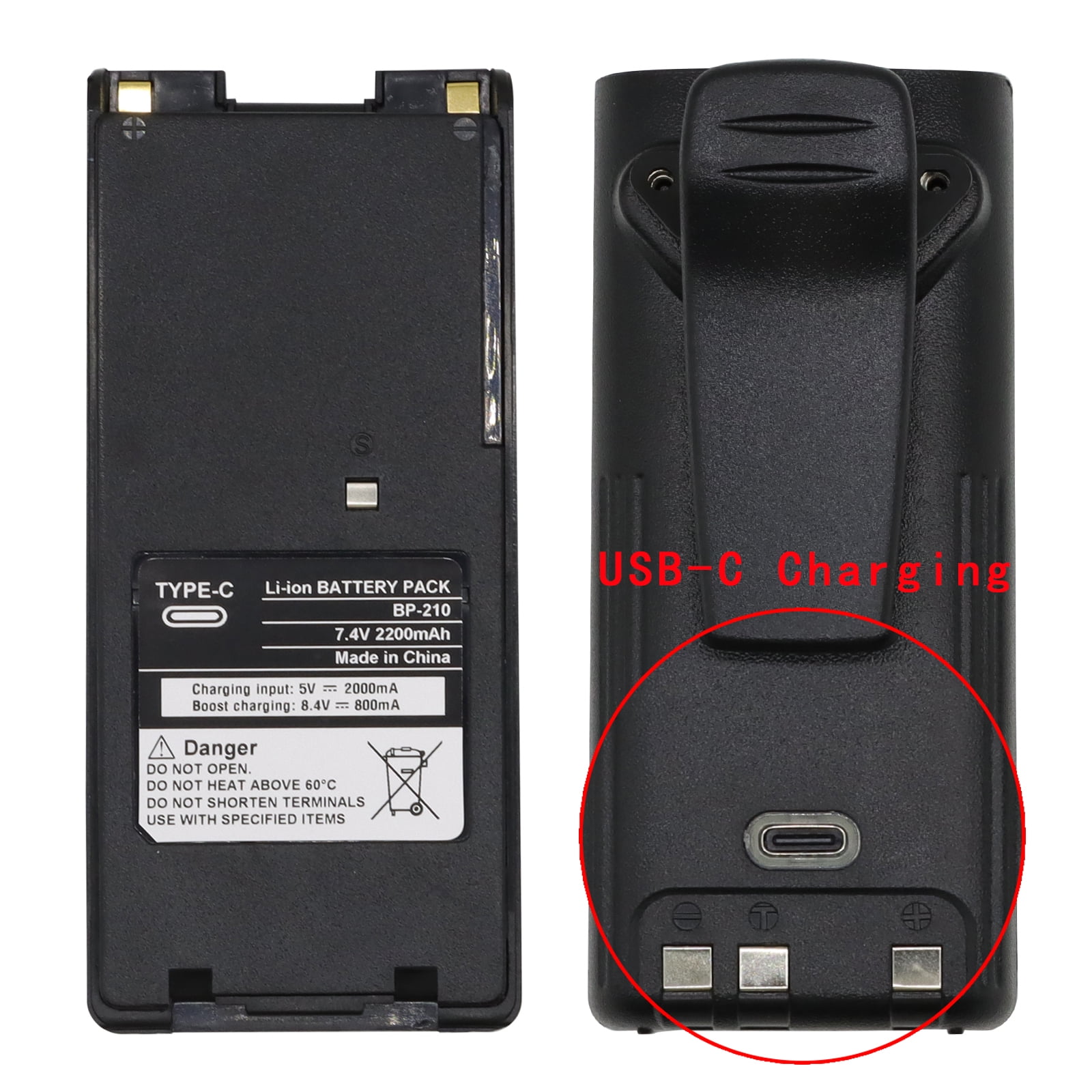 USB-C Battery BP-210 7.4V 2200mAh For ICOM IC-T3H IC-V8 IC-V81 IC-V82 IC-F3GT  IC-F3GS IC-F4GT IC-F4GS IC-F11 IC-F11BR IC-F11S IC-F12 IC-F12S Radio -  Walmart.com