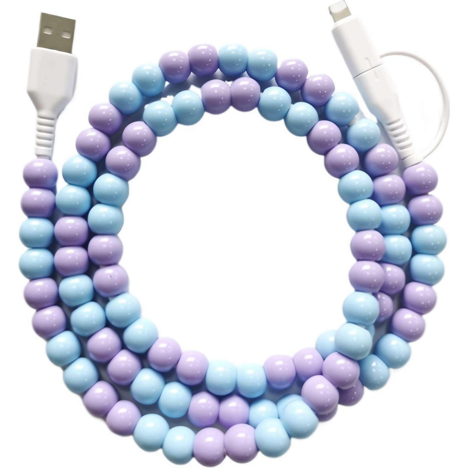 USB C Beaded Phone Charger Cord, Cute Beads Fast Charging Cable