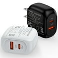 thumbnail image 1 of USB C Block, 2 Pack Hootek Type C Charger Block 20W Dual USB Wall Charger Adapter Plug Android Type C Charger Block Phone Charger Adapter USB C Brick USB C Charger Box Fast Charging Block,Black+White, 1 of 7