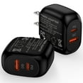 thumbnail image 1 of USB C Block, 2 Pack Hootek Type C Charger Block 20W Dual USB Wall Charger Adapter Plug Android Type C Charger Block Phone Charger Adapter USB C Brick USB C Charger Box Fast Charging Block,Black, 1 of 7