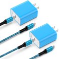 thumbnail image 1 of USB C Block, 2 Pack PD 20W Type C Charger Block with USB C to C Charging Cable, Type C Charger Fast Charging USB C Wall Charger Adapter Plug Type C Brick Cube Compatible for iPhone, Samsung, Blue, 1 of 7