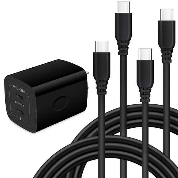 USB C Block with 2PACK USB C Cables 6ft,AILKIN 40W PD Type C Charger Block USB Wall Charger Adapter Plug USB C Brick Power Delivery Fast Charge Quick Charging Charger Block,White