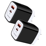 USB C Block,2PCS ABCPOW 20W PD Type C Charger Block QC3.0 Dual USB Wall Charger Adapter Plug USB C Brick Power Delivery Fast Charge Quick Charging Charger Block,Black