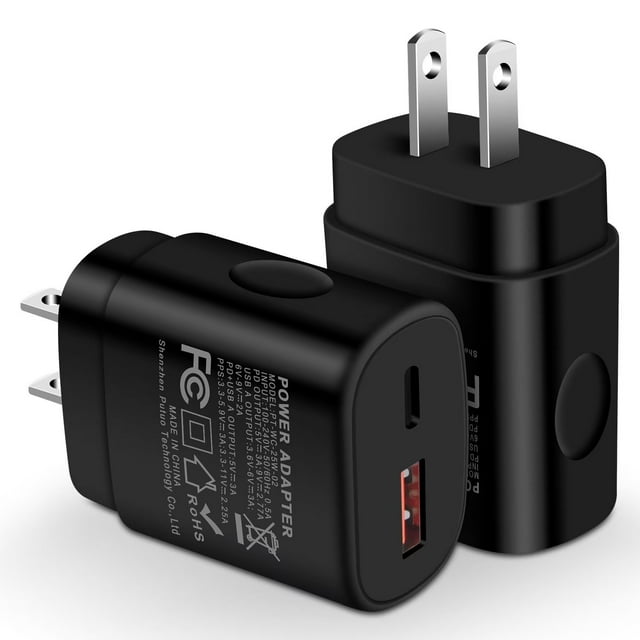 USB C Block,2Pack FiveBox USB C Charger Block 25W PD&QC Android Type C