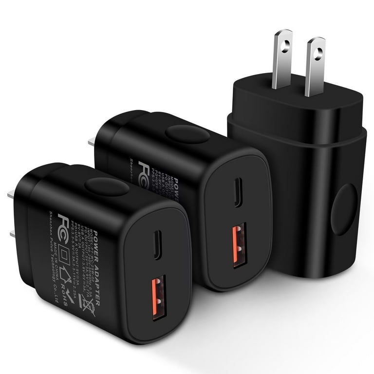 FiveBox 3Pack USB C Charger Block 25W PD QC, Dual Port Fast