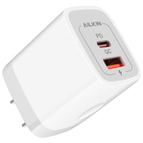 USB C Block,AILKIN 20W PD Type C Charger Block QC3.0 Dual USB Wall Charger Adapter Plug USB C Brick Power Delivery Fast Charge Quick Charging Charger Block, White
