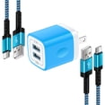 thumbnail image 1 of USB C Block, Dual Port Charger Block with 2pcs 10FT Type C Charging Cable, Type C Charger Block Fast Charging USB C Wall Charger Plug Brick Cube Box Power Station Phone Charger Cords, Blue, 1 of 9