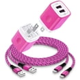 thumbnail image 1 of USB C Block Fast Charging, 2 Pack Dual Port Charger Block with Type C Charging Cable 6FT, USB Charging Block Type C Charger Block Wall Charger Adapter Power Station Compatible for Android, Pink, 1 of 7