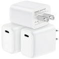 thumbnail image 1 of USB C Block, FiveBox 20W PD USB C Charger Block, 3 Pack Type C Charger Fast Charging USB C Wall Charger Plug Power Adapter USB C Brick Cube Box Charging Station Compatible for iPhone, Android, White, 1 of 8
