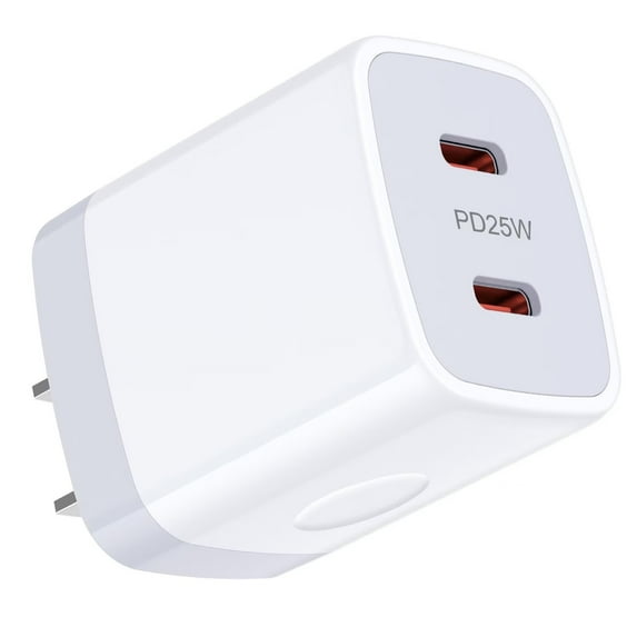 USB C Block,FiveBox 25W PD Type C Charger Block Dual USB C Wall Charger Adapter USB C Brick Type C Fast Charging Block,White