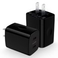 thumbnail image 1 of USB C Block,FiveBox 2Pack 25W PD Type C Charger Block Dual USB C Wall Charger Adapter USB C Brick Type C Fast Charging Block,Black, 1 of 7