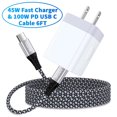 thumbnail image 1 of USB C Block,FiveBox USB C Wall Charger Block with 1pc 100W USB C Cable 6ft 45W PD Fast Charging Block Type C Charger Block Type C Charging Cord Charger Cable USB C Power Adapter for Samsung,White, 1 of 9
