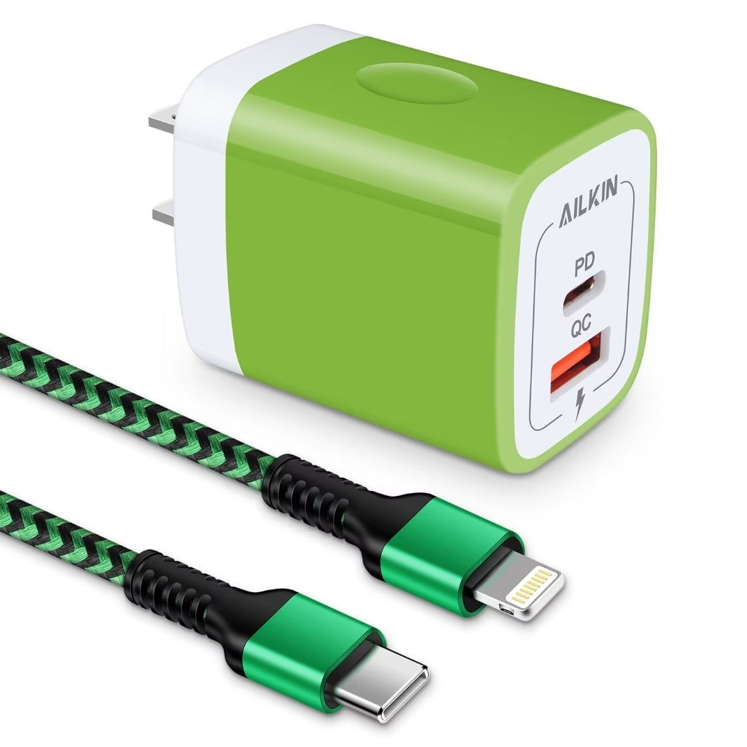 USB C Cables,2PACK AILKIN Type C USBC to Lightning Cable 6ft Fast Charging  Cable Cords,Green 