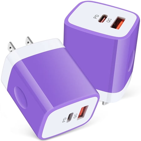 USB C Block,USB C Charger Block FiveBox 2pack 20W PD Type C Charger Block QC3.0 Dual USB C Wall Charger Adapter USB C Brick Fast Charging Block Type C Charger Box,Purple price history and forecast - FiveBox