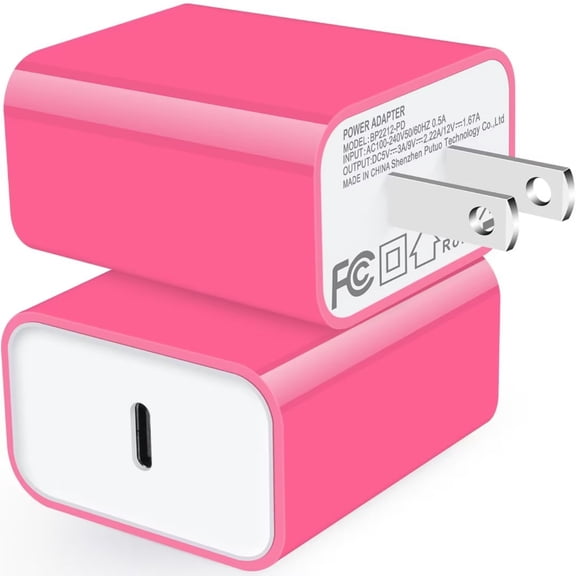 USB C Block,USB C Wall Charger Block,2PACK AILKIN PD 20W Type C Block Charger Fast Charging Charger Plug Power Adapter USB C Brick Cube For Android Fast Charger Block,Rose