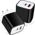 thumbnail image 1 of USB C Block,USB C Charger Block FiveBox 2pack 20W PD Type C Charger Block QC3.0 Dual USB C Wall Charger Adapter USB C Brick Fast Charging Block Type C Charger Box,Black, 1 of 7