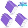 thumbnail image 1 of USB C Block,Wall Charger Block,3PCS AILKIN 20W PD Type C Block Chargers Wall Charger Block Fast Charging Charger Plug Power Adapter USB C Brick Cube,Purple, 1 of 5