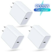 USB C Block,Wall Charger Block,3PCS AILKIN 20W PD Type C Block Chargers Wall Charger Block Fast Charging Charger Plug Power Adapter USB C Brick Cube,White