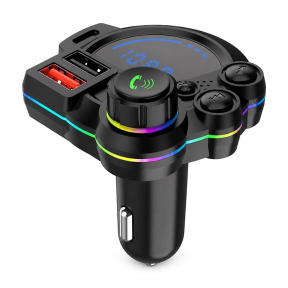 USB-C Bluetooth 5.4 Car Adapter FM Transmitter with Fast Charging and Hands-Free Calling for 12V-24V Vehicles