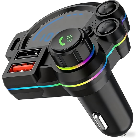 USB C Bluetooth 5.4 Car Adapter, Wireless Upgrade for Non-Bluetooth Vehicles, FM Radio Transmitter, Fast Charging, Stable Hands-Free Calling, MP3 Music Player, LED, Support USB/TF