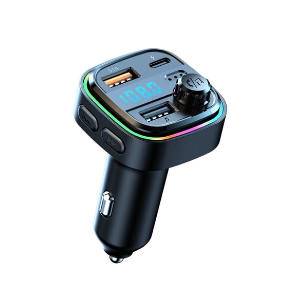 USB C Bluetooth Adapter for Car, Aux Wireless FM Radio Transmitter Fast Charger Type C with USB Port Charger Compatible for Hands-Free Call Car