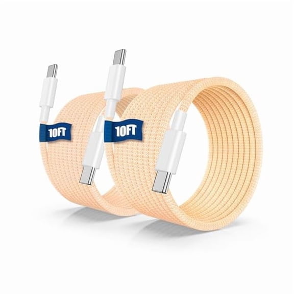 Quyaojz USB C to C Fast Charger Cable 10ft,60W Long Fast Charge Type C to C Charging Cord Wire for iPhone 17 /17 Air/16 /15 Plus,iPad Pro 12.9/11 inch/Mini/Air 5/4th,MacBook,Samsung-Orange