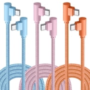 USB C Cable 10FT, 3Pack Power Delivery 60W Nylon Braided C to C Cable 90 Degree Type C Fast Charging Cord for iPhone 17/ 17Air/17 Pro Max/16/16 Plus/16 Pro Max/15/15 Plus/Pro Max